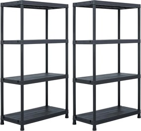 vidaXL Ραφιέρες 2 τεμ. Μαύρες 60 x 30 x 138 εκ. Πλαστικές