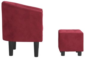 vidaXL Πολυθρόνα Μπάρελ Μπορντό Βελούδινη με Υποπόδιο