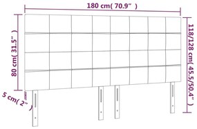 Κεφαλάρι Κρεβατιού LED Ανοιχτό Γκρι 180x5x118/128εκ. Υφασμάτινο - Γκρι