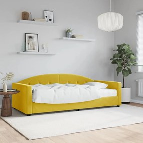 Καναπέ Κρεβάτι με Στρώμα Κίτρινο 90 x 200 εκ. Βελούδινος