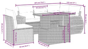 vidaXL Σετ Καναπέ Κήπου 6 τεμ. Μπεζ Συνθετικό Ρατάν με Μαξιλάρια