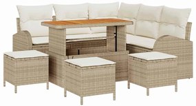 vidaXL Σετ Καναπέ Κήπου με μαξιλάρι 9 pcs Μπεζ, Κρέμα 110 x 55 x 71 εκ