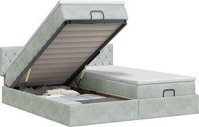 vidaXL Κρεβάτι Ottoman με στρώμα 2 pcs Ανοιχτό γκρι Βελούδο