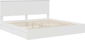 vidaXL Κρεβάτι Αποθήκης Λευκό 200 x 200 cm Επεξεργασμένο ξύλο
