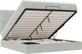 VidaXL Οθωμανικό κρεβάτι με στρώματα & LEDs Ανοιχτό γκρι Βελούδο
