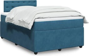 vidaXL Κρεβάτι Boxspring με Στρώμα Μπλε 120x190 εκ. Βελούδινο