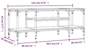 Έπιπλο Τηλεόρασης Sonoma Δρυς 121x35x45 εκ. Επεξ. Ξύλο/Σίδερο - Καφέ