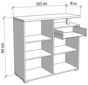 Μπουφές - Κομότα ATERNO 103 2K1F2V Λευκό - Artisan Oak 103x40x94εκ. 103x40x94 εκ.