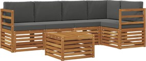 vidaXL Σαλονάκι Γωνιακού Καναπέ με μαξιλάρι 6 pcs Φυσικό και Ανθρακί