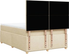 vidaXL Κρεβάτι Boxspring με Στρώμα Κρεμ 140x190 εκ. Υφασμάτινο