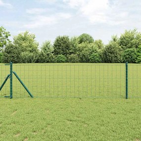 vidaXL Ευρωπαϊκός φράκτης με 7 πόστ στήριξης 0.8x10 m. Γαλβανισμένος χάλυβας και πράσινος χρώμα.