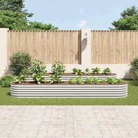 vidaXL Ζαρντινιέρα Υπερυψωμένη Ασημί 400x80x44 εκ. Γαλβανισμ. Χάλυβας