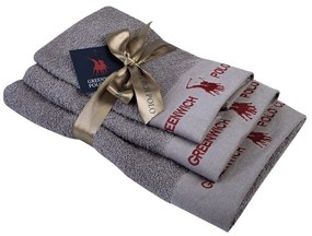 Πετσέτες 2667 (Σετ 3τμχ) Grey Greenwich Polo Club Towels Set 70x140cm 100% Βαμβάκι