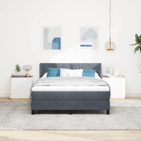 vidaXL Κρεβάτι Box Spring με Στρώμα Σκούρο Γκρι 160x200 εκ Βελούδο