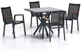 Τραπεζαρία Κήπου Samara (Σετ 5Τμχ) 561CLR1304 94x94x78cm Grey-Black Four Seater