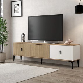 Έπιπλο Τηλεόρασης Δρυς / Λευκό GRIDRAL 180x35x18