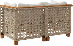 vidaXL Καναπέδες Κήπου Γωνιακός 2 τεμ. Μπεζ Συνθ. Ρατάν &amp; Μαξιλ.