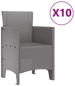 vidaXL Σετ Εξωτερικής Τραπεζαρίας 11 Τεμαχίων Ανοιχτό Γκρι Πολυρατάν