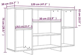 Βοηθητικό Ντουλάπι Καφέ Δρυς 120x30x75εκ από Επεξεργασμένο Ξύλο - Καφέ