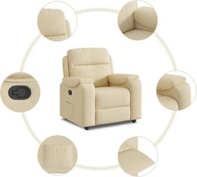 vidaXL Πολυθρόνα Ανακλινόμενη Κρεμ Υφασμάτινη