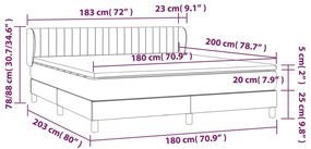 vidaXL Κρεβάτι Boxspring με Στρώμα Μπλε 180x200 εκ. Υφασμάτινο
