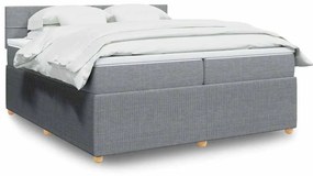 vidaXL Κρεβάτι Boxspring με Στρώμα Ανοιχτό Γκρι 200x200 εκ. Υφασμάτινο