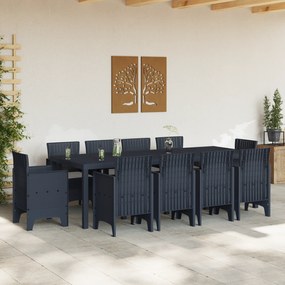 vidaXL Σετ Τραπεζαρίας Κήπου 11 Τεμαχίων με Μαξιλάρια Ανθρακί από Πολυ Ράτα