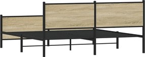 vidaXL Σκελετός Κρεβ. Χωρίς Στρώμα Sonoma Δρυς 193x203 εκ. Μεταλλικό