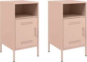 vidaXL Κομοδίνα 2 τεμ. Ροζ 36x39x68 εκ. από Χάλυβα