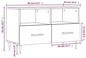 Έπιπλο Τηλεόρασης Γκρι Σκυροδέματος 80x36x50 εκ. Επεξεργ. Ξύλο - Γκρι