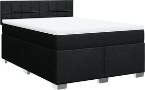 vidaXL Κρεβάτι Boxspring με Στρώμα Μαύρο 140x190 εκ. Υφασμάτινο