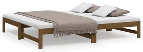 Καναπές Κρεβάτι Συρόμενος Μελί 2x(75x190) εκ. Μασίφ Ξύλο Πεύκου - Καφέ
