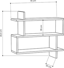 Ραφιέρα τοίχου Paralel Megapap χρώμα λευκό 70x22x65εκ.