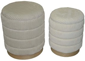 Σκαμπό Pance Μπουκλέ (Σετ 2Τμχ) 353-000006 Φ40x44/33x38cm Beige-White