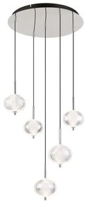 Κρεμαστό Φωτιστικό Οροφής LED 33W Χρώμιο Φ57 Aida 16042-5HC Globo Lighting-16042-5HC-Χρώμιο 16042-5HC