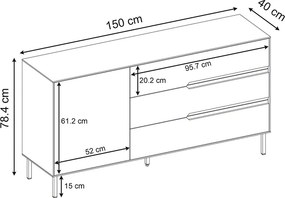 Μπουφές Arch Megapap χρώμα sandstone 150x40x78,4εκ.