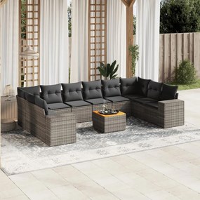 vidaXL Patio Sofa Set 10-θέσια Grey and Dark Grey