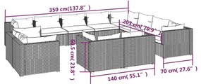 Σαλόνι Κήπου 12 Τεμαχίων Καφέ Συνθετικό Ρατάν με Μαξιλάρια - Καφέ