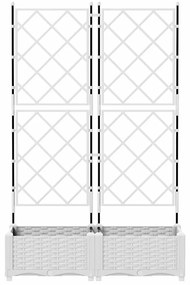 vidaXL Γλάστρα Κήπου με Στήριγμα 2 τεμ Λευκή 80x40x125.5 εκ