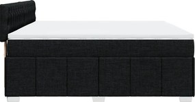 vidaXL Κρεβάτι Boxspring με Στρώμα Μαύρο 200x200 εκ. Υφασμάτινο