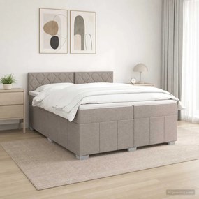 vidaXL Κρεβάτι box spring με στρώμα Taupe 200 x 200 cm Ύφασμα
