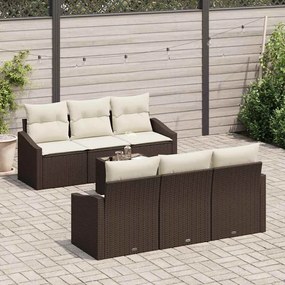 vidaXL Σετ Καναπέ Κήπου με μαξιλάρι 7 pcs Καφέ, Κρέμα 55 x 55 x 37 εκ