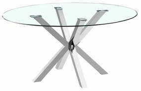 Τραπεζαρία DKD Home Decor 110 x 110 x 76 cm Κρυστάλλινο Ασημί Χάλυβας