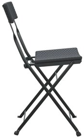 vidaXL Καρέκλες Bistro Πτυσσόμενες 4 τεμ. Μαύρο Συνθετικό Ρατάν&Ατσάλι