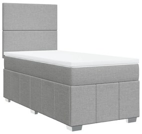 vidaXL Κρεβάτι Boxspring με Στρώμα Ανοιχτό Γκρι 80x200 εκ. Υφασμάτινο