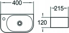 Mexen Viera νιπτήρας επιτραπέζιος δεξιός 40 x 21 cm, λευκός - 21274000R