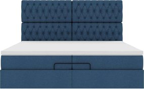 vidaXL Οθωμανικό κρεβάτι με στρώματα μπλε 200x200cm ύφασμα