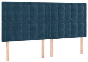Κεφαλάρι Κρεβατιού LED Σκούρο Μπλε 180x5x118/128 εκ. Βελούδινο - Μπλε