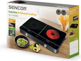 Διπλή Επαγωγική Εστία Sencor SCP 4001BK Kατάλληλη για Σκεύη 12 έως 26cm