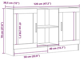 Μπουφές Αρτισιανή Δρυς 120x30,5x70εκ. από Επεξεργασμένο Ξύλο - Καφέ